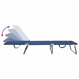 Folding Sun Lounger Folding Blue 56 x 189 x 87cm Fabric