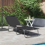 Folding Sun Lounger Folding Black 56 x 189 x 87cm Fabric