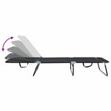 Folding Sun Lounger Folding Black 56 x 189 x 87cm Fabric