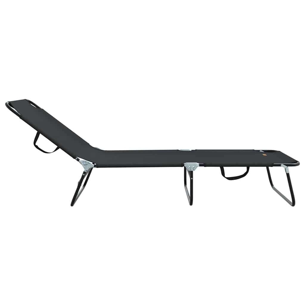 Folding Sun Lounger Folding Black 56 x 189 x 87cm Fabric