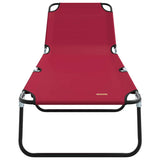 Folding Sun Lounger Folding 1-person Red 56 x 189 x 87cm Fabric
