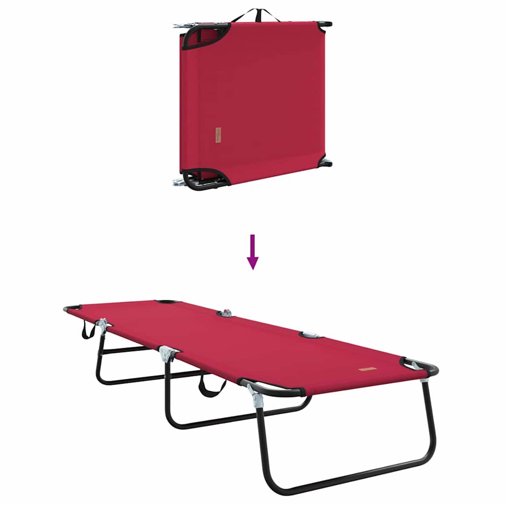 Folding Sun Lounger Folding 1-person Red 56 x 189 x 87cm Fabric