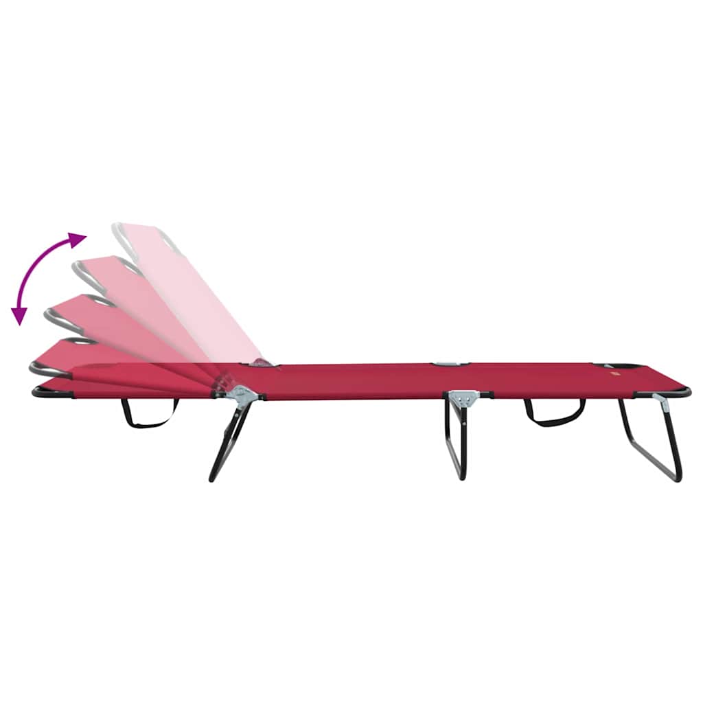 Folding Sun Lounger Folding 1-person Red 56 x 189 x 87cm Fabric