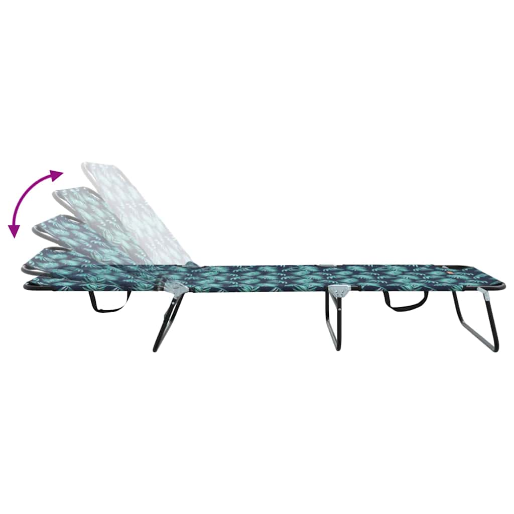 Folding Sun Lounger Folding Green 56 x 189 x 87cm Fabric