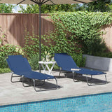 Folding Sun Lounger 2 pcs Blue 188 x 57 x 86.5 cm Polyester