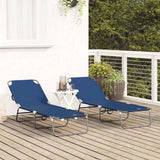 Folding Sun Lounger Folding 2 pcs Blue 56 x 189 x 87cm Fabric