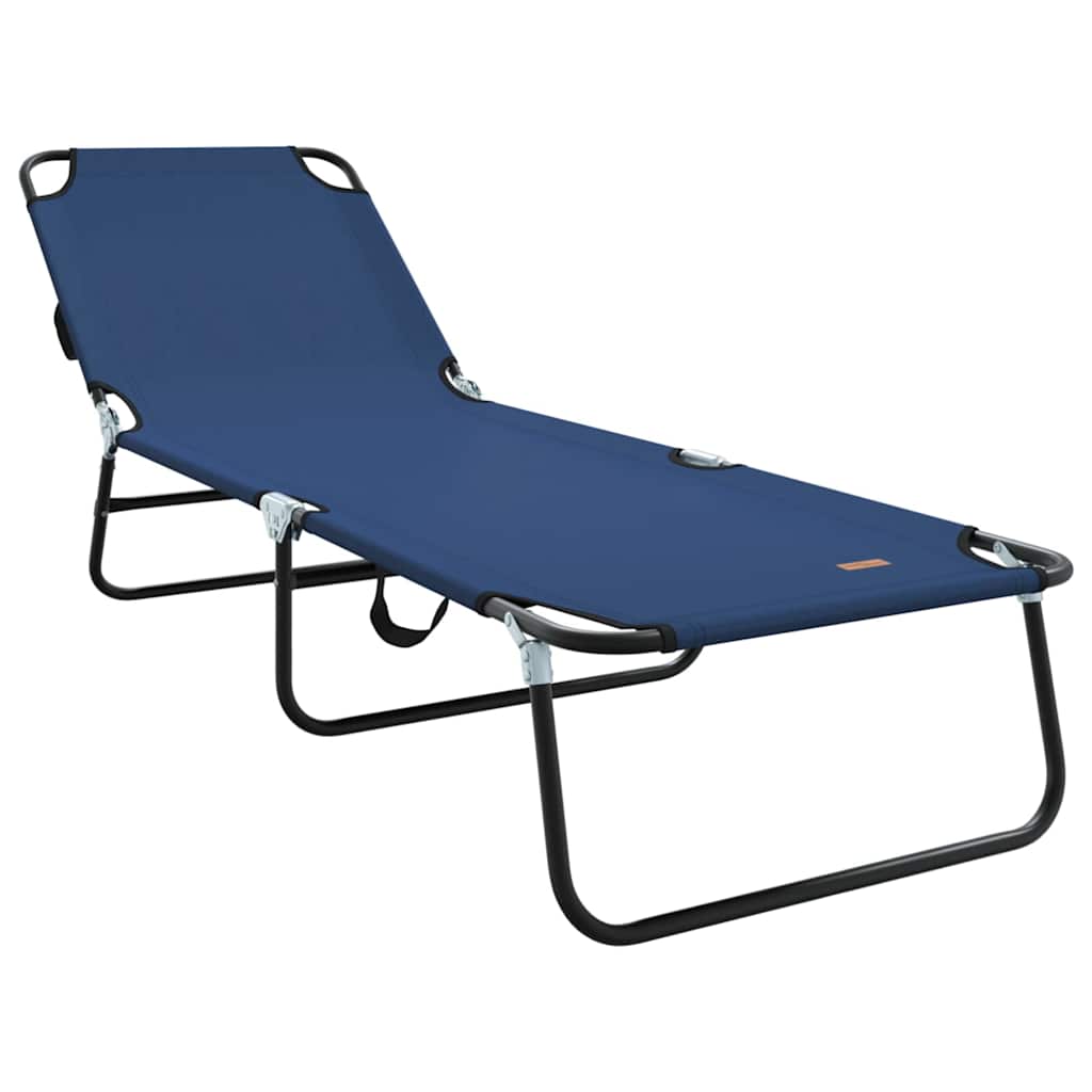 Folding Sun Lounger Folding 2 pcs Blue 56 x 189 x 87cm Fabric