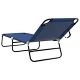 Folding Sun Lounger Folding 2 pcs Blue 56 x 189 x 87cm Fabric