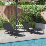 Folding Sun Lounger Folding 2 pcs Black 56 x 189 x 87cm Fabric