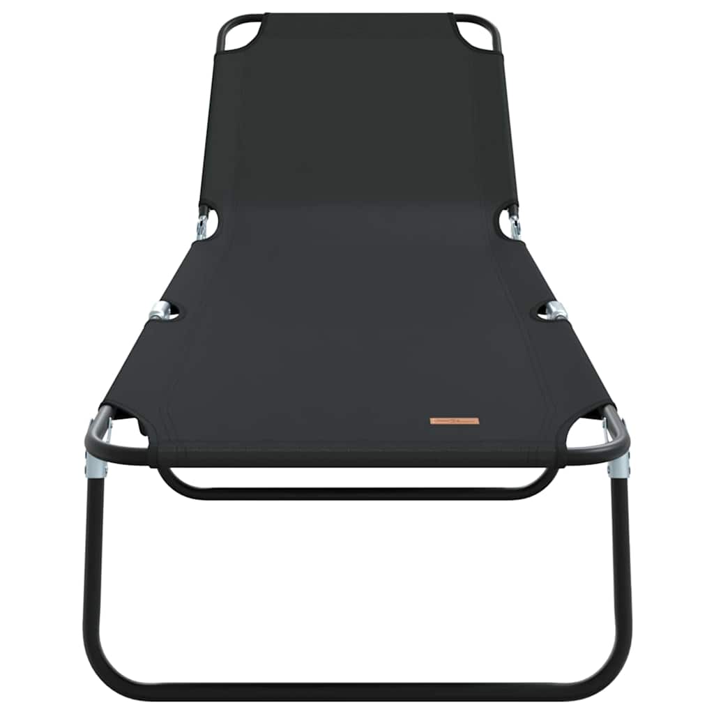 Folding Sun Lounger Folding 2 pcs Black 56 x 189 x 87cm Fabric