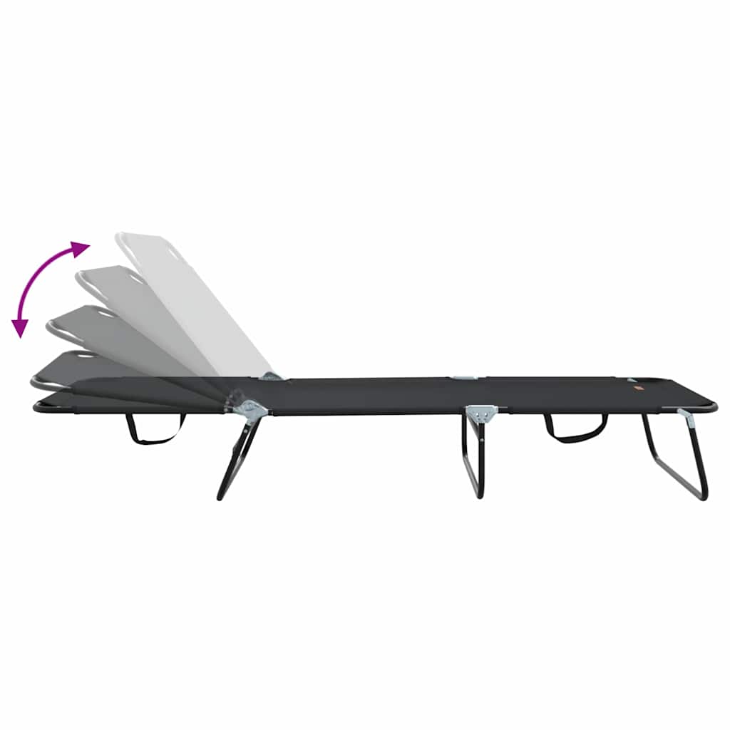 Folding Sun Lounger Folding 2 pcs Black 56 x 189 x 87cm Fabric
