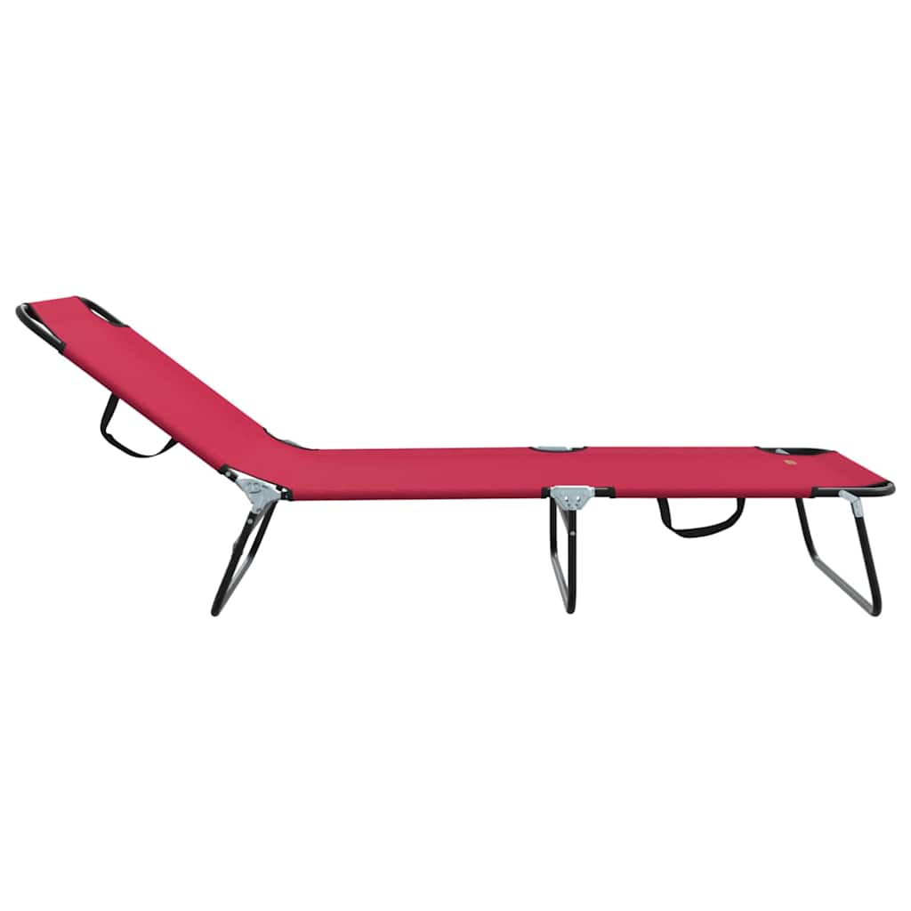 Folding Sun Lounger Folding 2 pcs Red 56 x 189 x 87cm Fabric