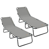 Folding Sun Lounger Folding 2 pcs Grey 56 x 189 x 87cm Fabric
