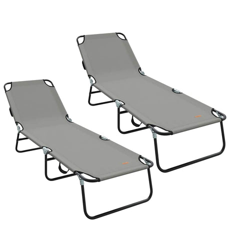 Folding Sun Lounger Folding 2 pcs Grey 56 x 189 x 87cm Fabric