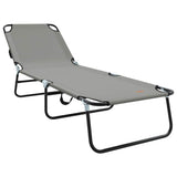 Folding Sun Lounger Folding 2 pcs Grey 56 x 189 x 87cm Fabric