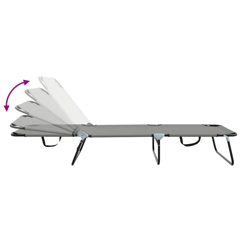 Folding Sun Lounger Folding 2 pcs Grey 56 x 189 x 87cm Fabric