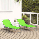 Folding Sun Lounger Folding 2 pcs Green 56 x 189 x 87cm Fabric