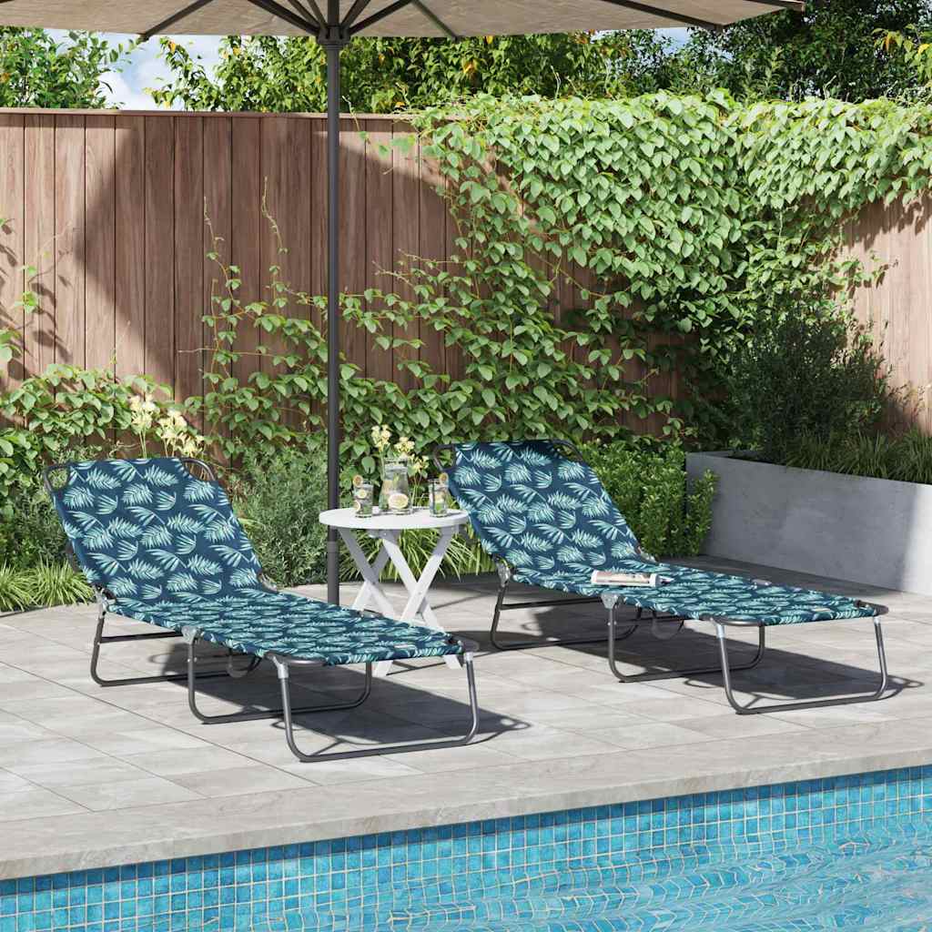 Folding Sun Lounger Folding 2 pcs Green 56 x 189 x 87cm Fabric