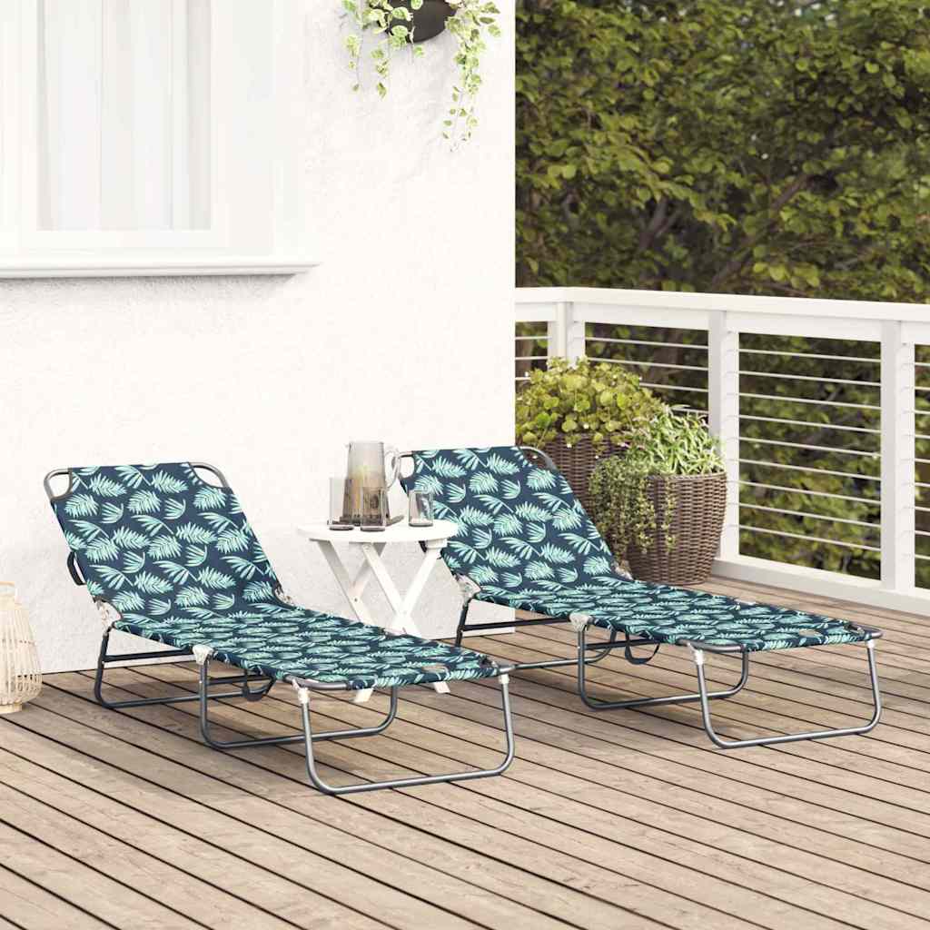 Folding Sun Lounger Folding 2 pcs Green 56 x 189 x 87cm Fabric