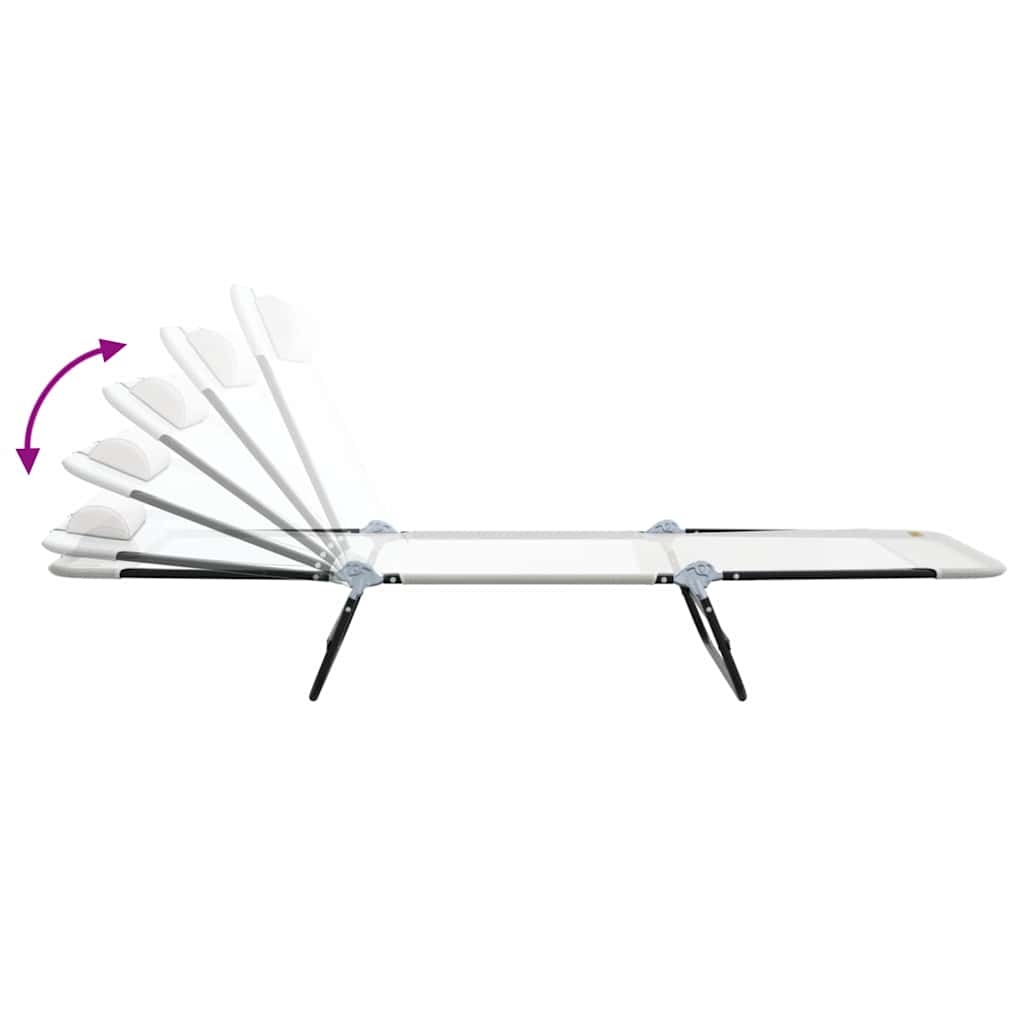Folding Sun Lounger Folding Cream 182 x 55 x 85.5cm Textilene
