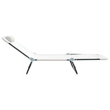 Folding Sun Lounger Folding Cream 182 x 55 x 85.5cm Textilene