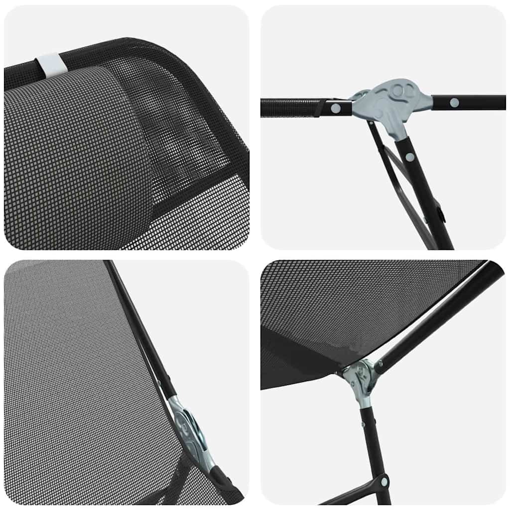 Folding Sun Lounger Folding Black 182 x 55 x 85.5cm Textilene