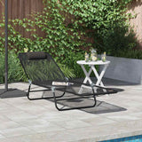 Folding Sun Lounger Folding Black 182 x 55 x 85.5cm Textilene
