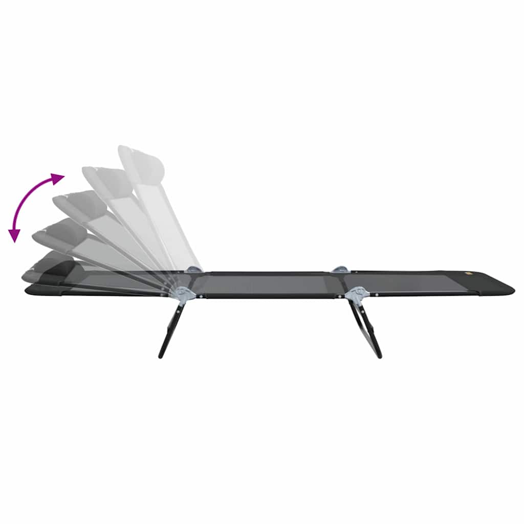 Folding Sun Lounger Folding Black 182 x 55 x 85.5cm Textilene