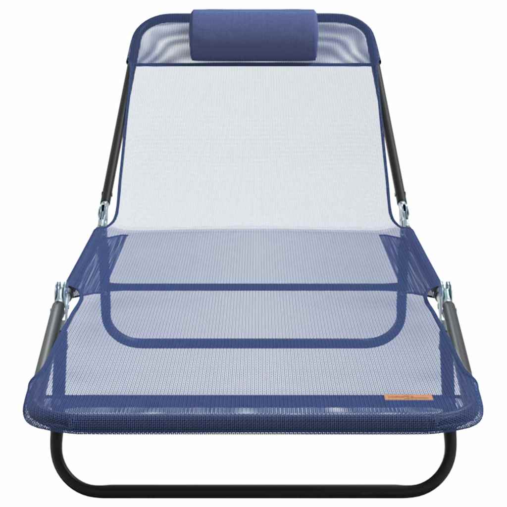 Folding Sun Lounger Folding Navy 182 x 55 x 85.5cm Textilene