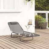 Folding Sun Lounger Folding Grey 182 x 55 x 85.5cm Textilene