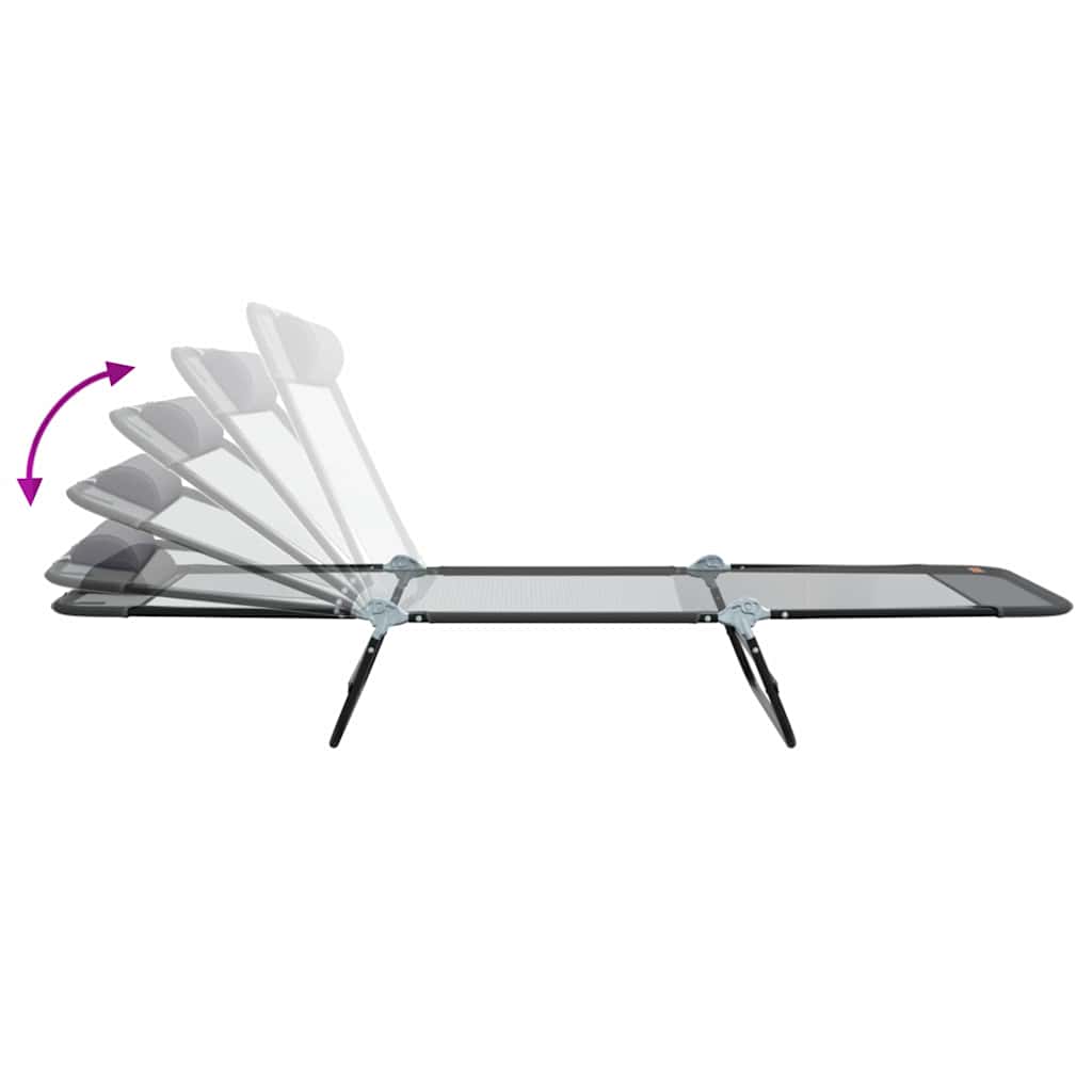 Folding Sun Lounger Folding Grey 182 x 55 x 85.5cm Textilene