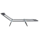 Folding Sun Lounger Folding Grey 182 x 55 x 85.5cm Textilene