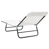 Folding Sun Lounger 2 pcs Cream 182 x 55 x 85.5cm Textilene