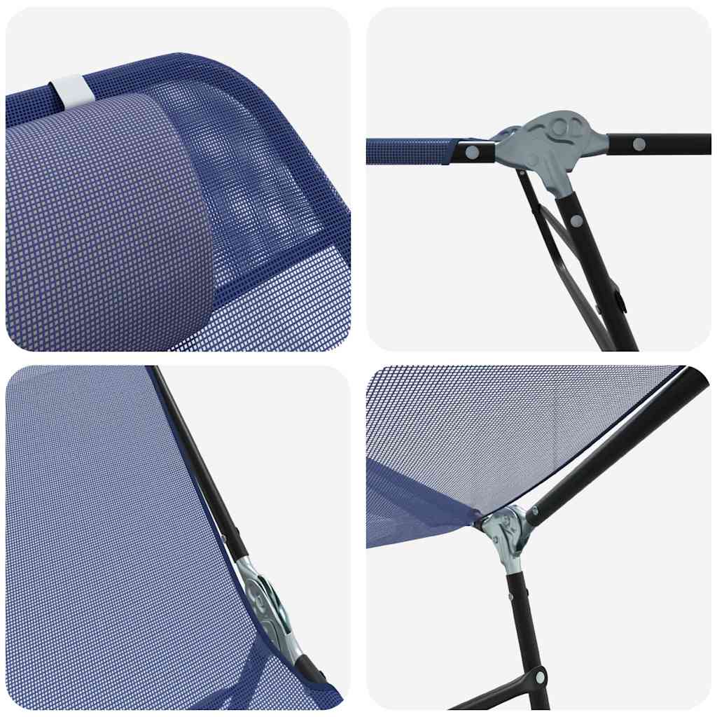 Folding Sun Lounger 2 pcs Navy 182 x 55 x 85.5cm Textilene