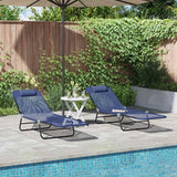 Folding Sun Lounger 2 pcs Navy 182 x 55 x 85.5cm Textilene