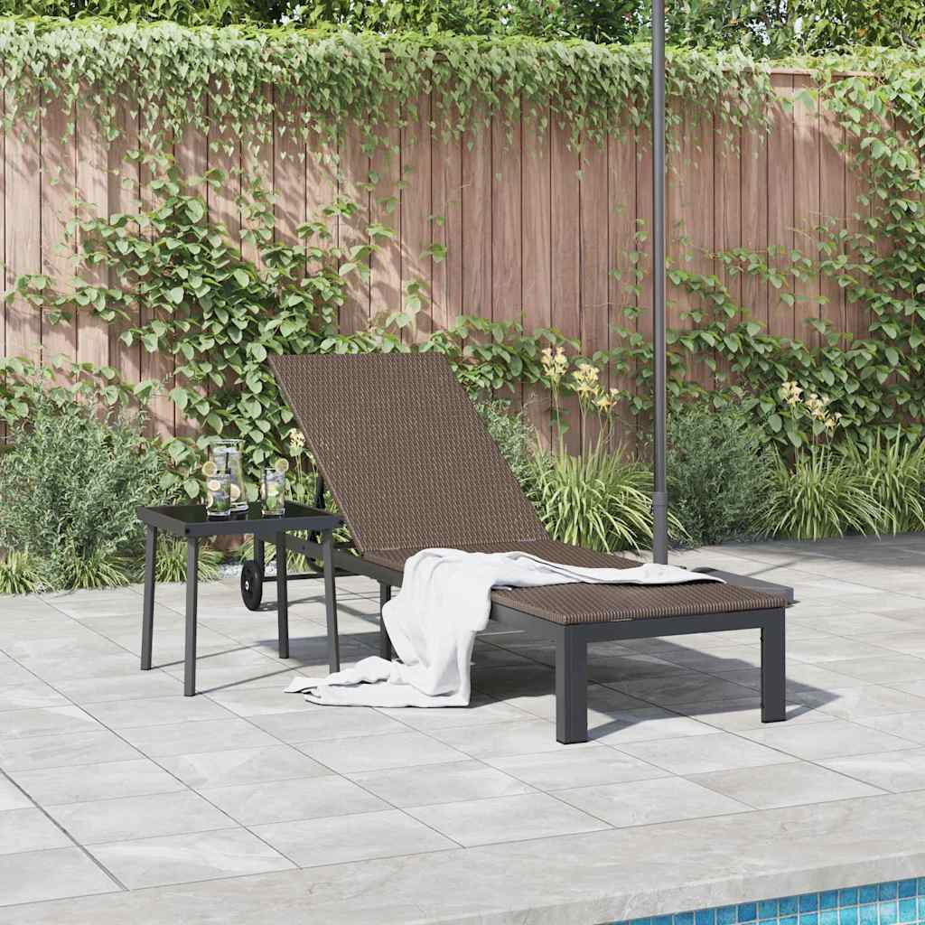 Sunbed 1-person Brown 60 x 200 x 27cm Poly Rattan