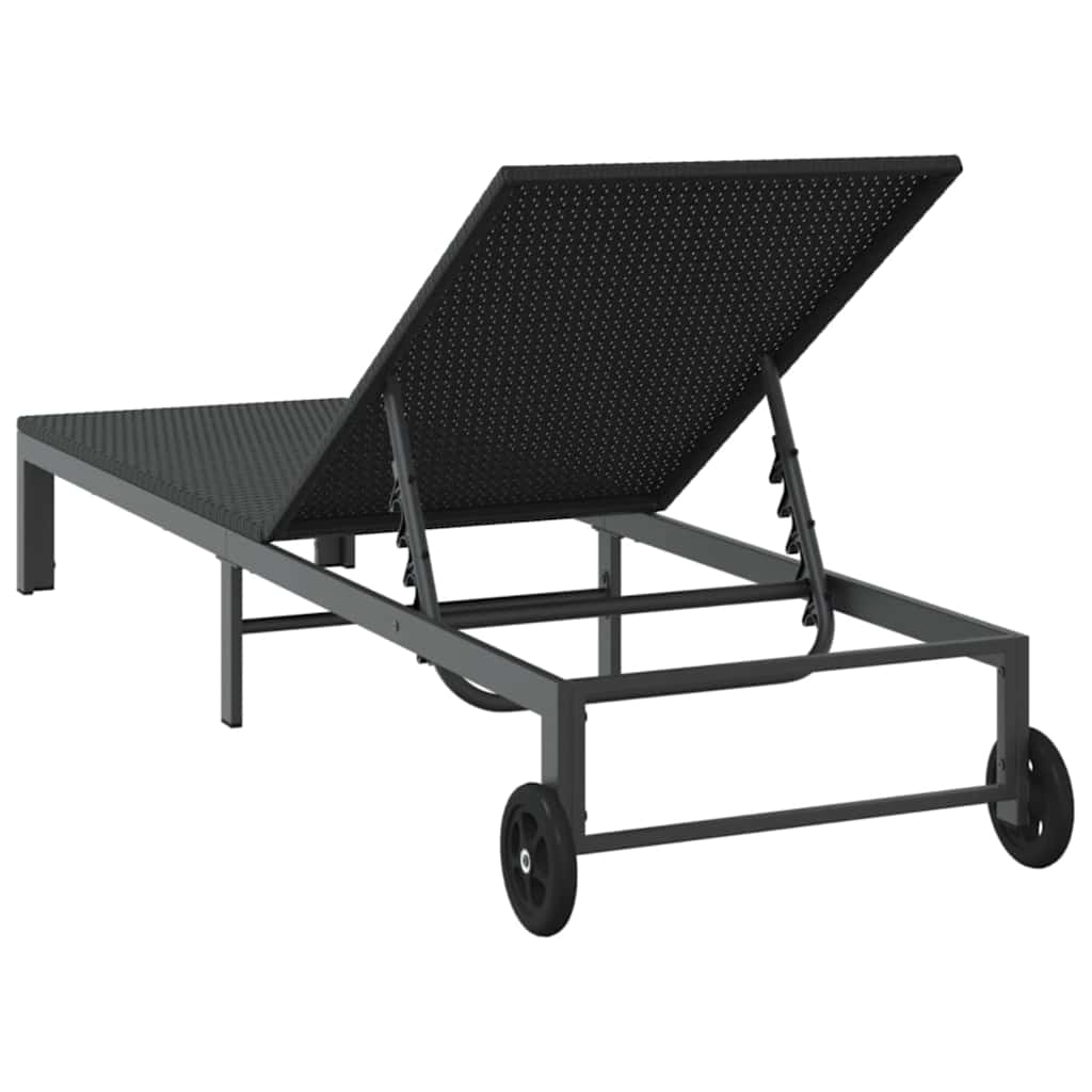 Sunbed 1-person Black 60 x 200 x 27cm Poly Rattan