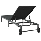 Sunbed 1-person Black 60 x 200 x 27cm Poly Rattan