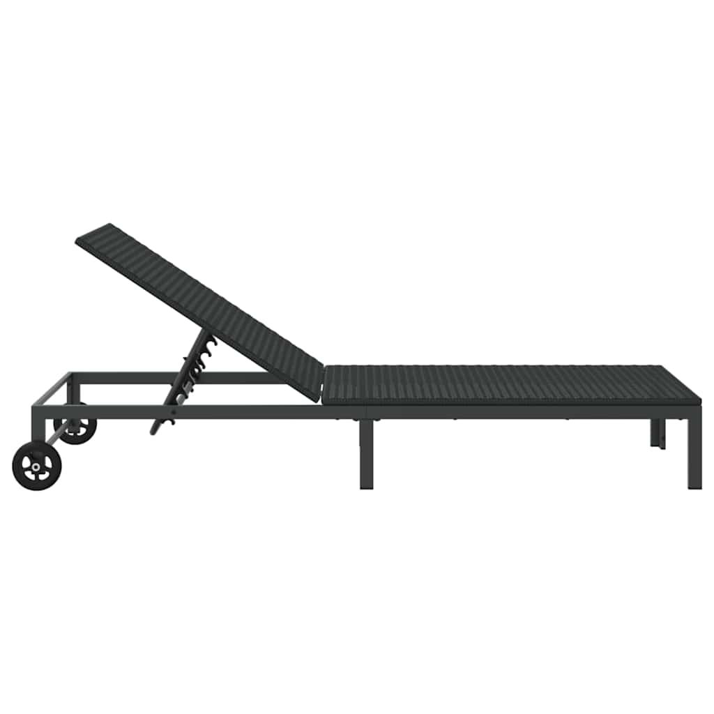 Sunbed 1-person Black 60 x 200 x 27cm Poly Rattan