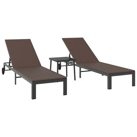 Sunbed with Cushion 2 pcs Brown 40 x 39 x 40.5cm Poly Rattan