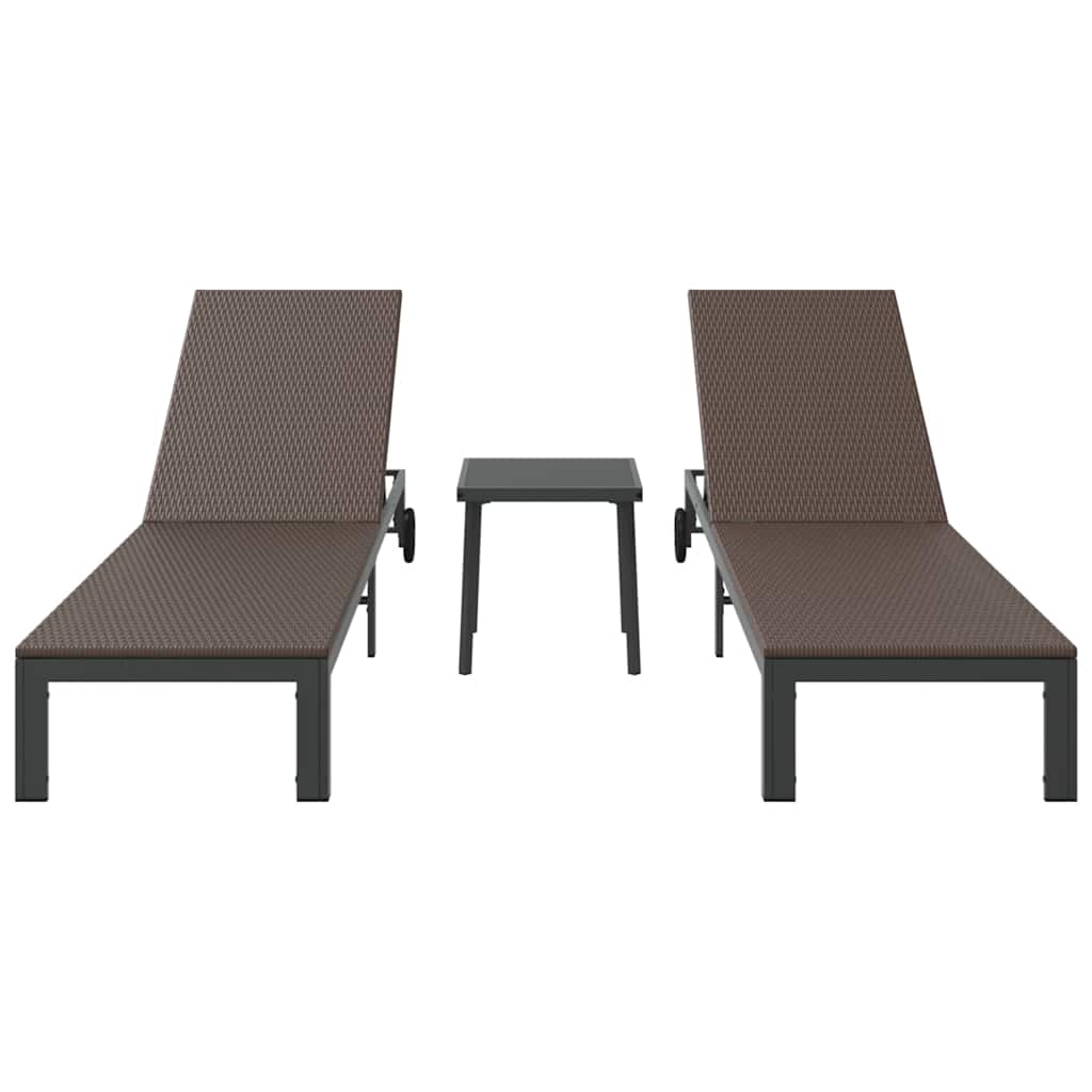 Sunbed with Cushion 2 pcs Brown 40 x 39 x 40.5cm Poly Rattan