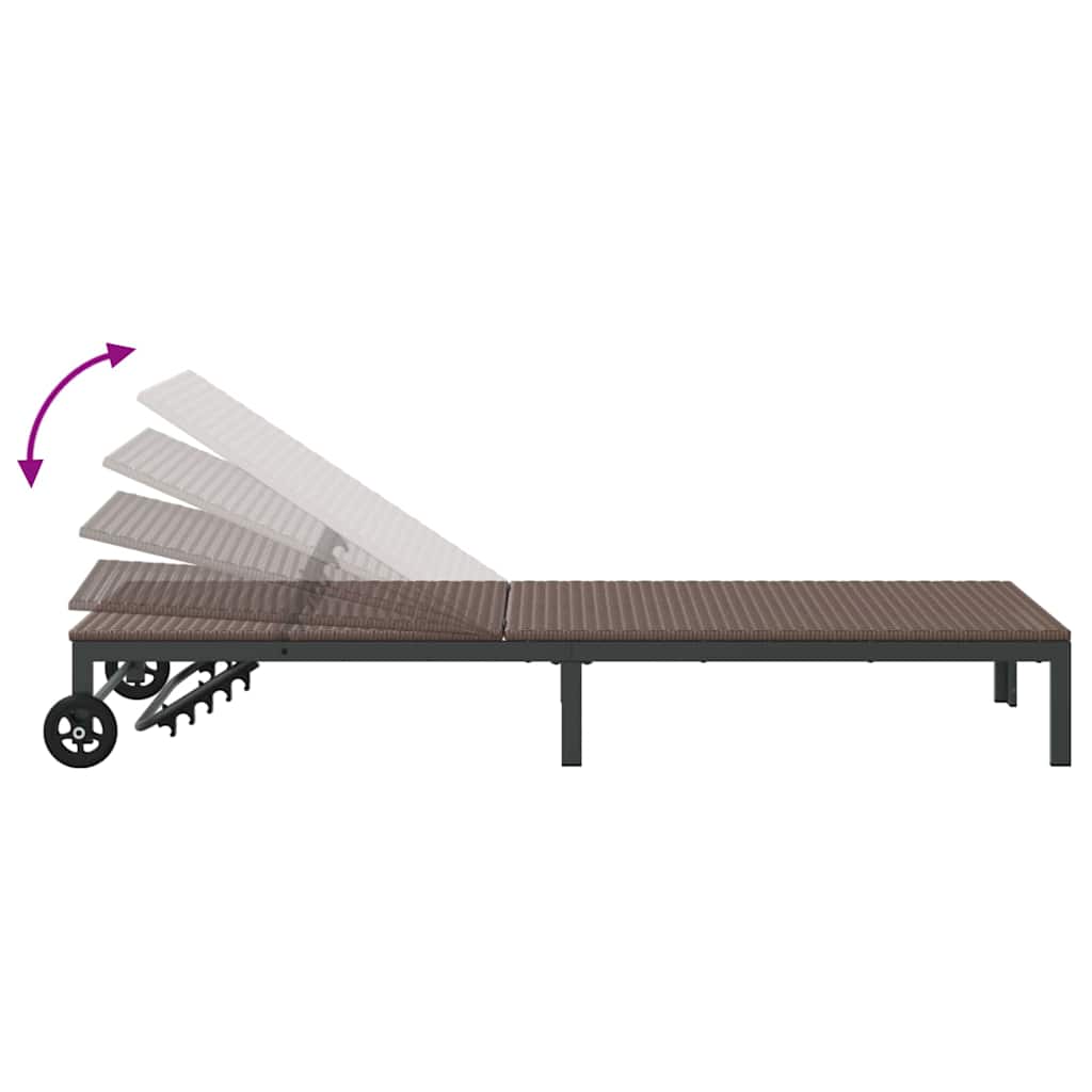 Sunbed with Cushion 2 pcs Brown 40 x 39 x 40.5cm Poly Rattan