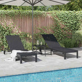 Sunbed Reclining 2-person 3 pcs Black Poly Rattan