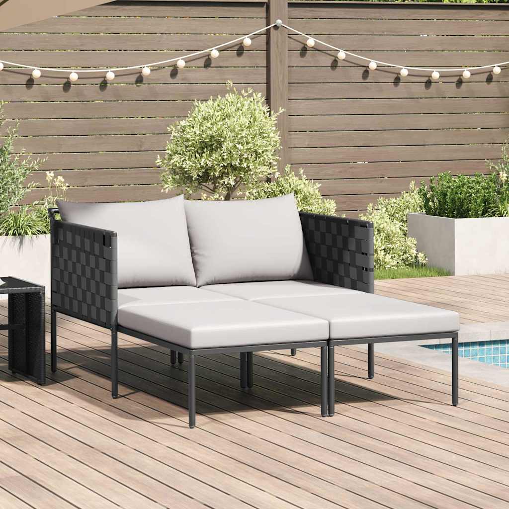 Sunbed with Cushion Anthracite 115 x 153 x 69.5cm Steel