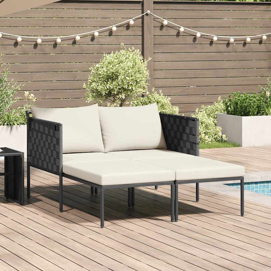 Sunbed with Cushion Anthracite 115 x 153 x 69.5cm Steel