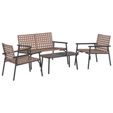 Garden Dining Set 4 pcs Brown Poly Rattan