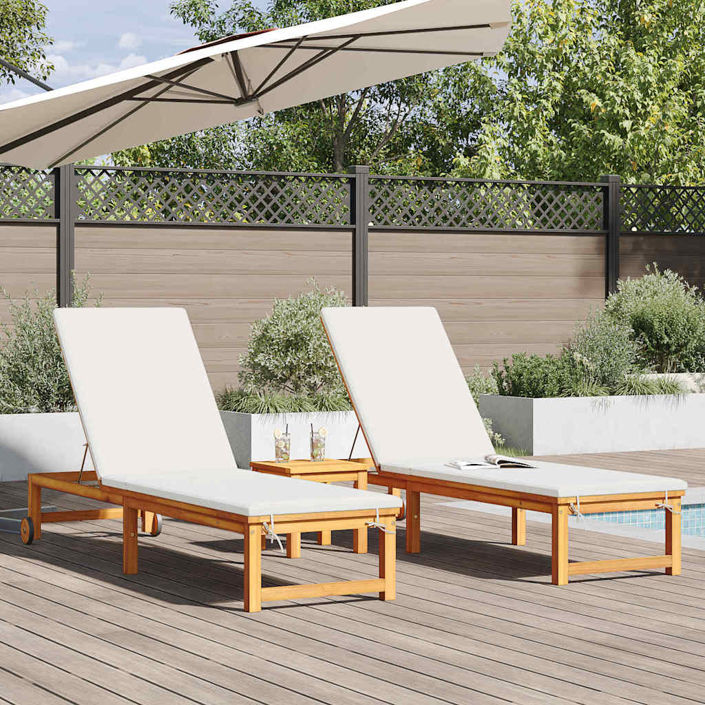 Sun Lounger 3 pcs Brown 35 x 35 x 34cm Solid Acacia wood