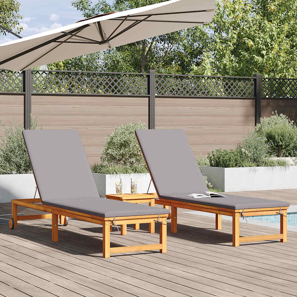 Sun Lounger 2 pcs Brown 53 x 202 x 89cm Solid Acacia wood