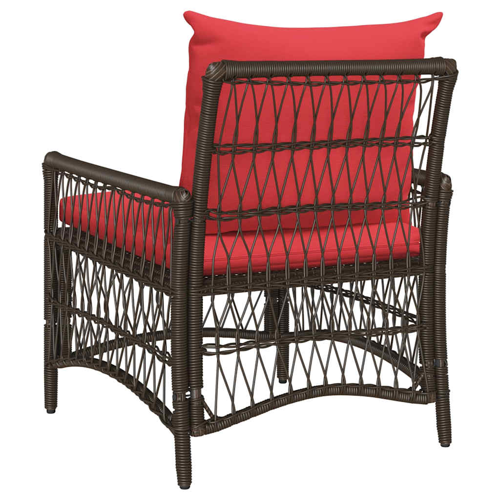 Garden Chair with Cushion Brown 73 x 61 x 77 cm Poly Rattan