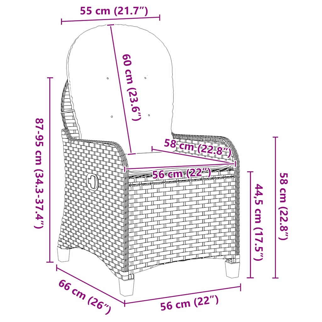 Recliner Chair Beige 56 x 66 x 95cm Poly Rattan